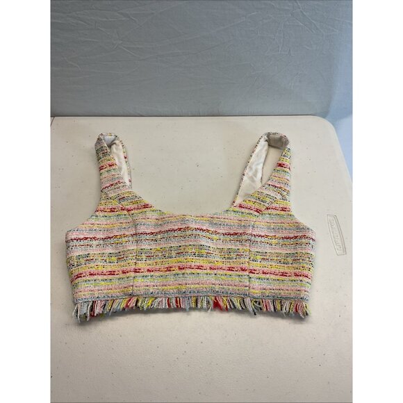 NBD Revolve Textured sleeveless‎ boucle Rainbow Crop Top size S - Picture 1 of 10